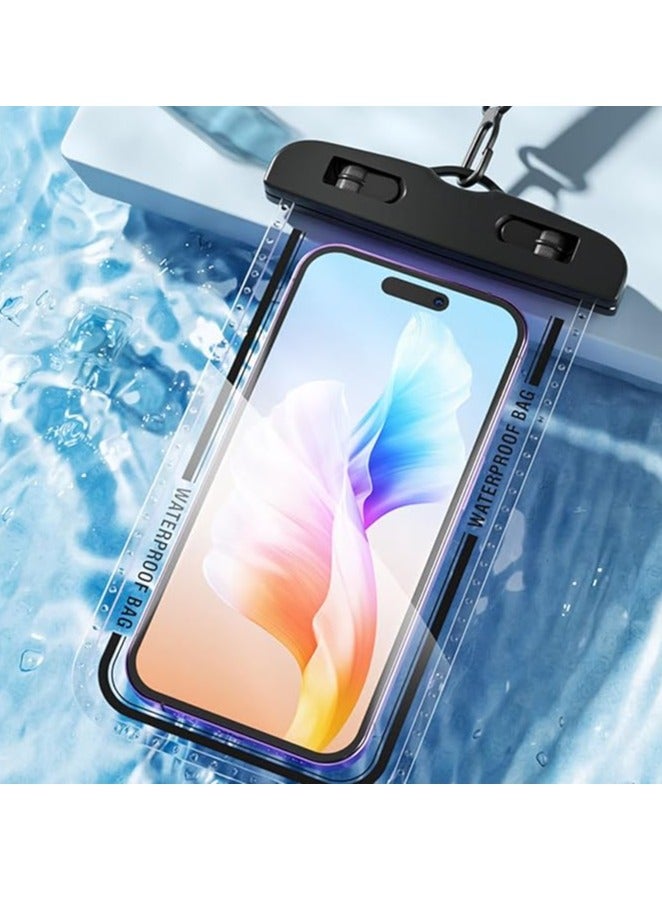 2-Pack Waterproof Phone Case 30M Underwater Waterproof Phone Pouch for Large Phones up to 7.2''，Waterproof Cell Phone Case Fit Compatible with iPhone 16/15/14/13 Series，Samsung Galaxy (Black)D7-2  - Image 2