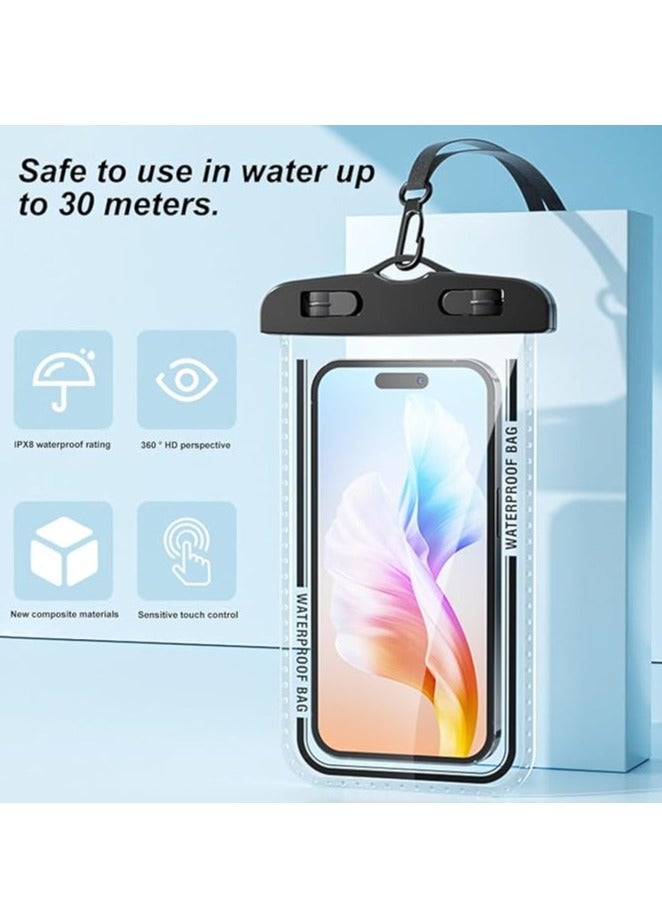 2-Pack Waterproof Phone Case 30M Underwater Waterproof Phone Pouch for Large Phones up to 7.2''，Waterproof Cell Phone Case Fit Compatible with iPhone 16/15/14/13 Series，Samsung Galaxy (Black)D7-2  - Image 3