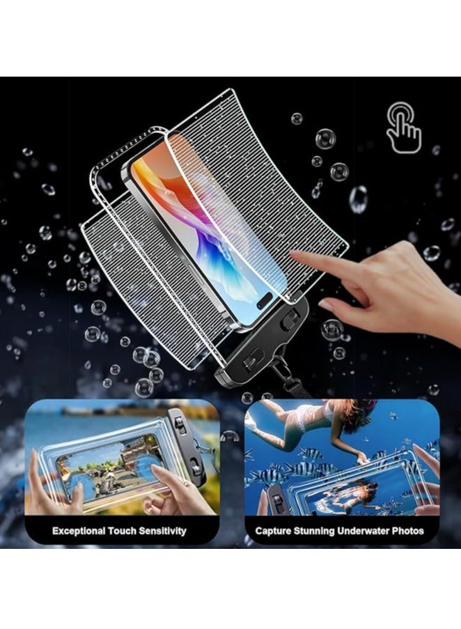 2-Pack Waterproof Phone Case 30M Underwater Waterproof Phone Pouch for Large Phones up to 7.2''，Waterproof Cell Phone Case Fit Compatible with iPhone 16/15/14/13 Series，Samsung Galaxy (Black)D7-2  - Image 5