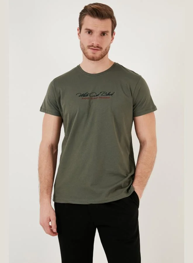 Buratti  Buratti Cotton Slim Fit Crew Neck Printed T-Shirt Men's T-Shirt 541 ENJOY for Men | Best Price UAE