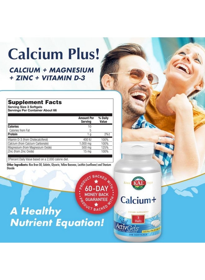 KAL Calcium Plus Tablets, 1000 mg, 200 Count - Image 2