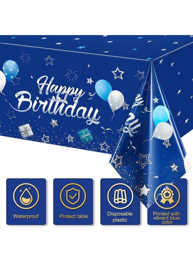 Tegeme Navy Blue Party Supplies Stars Happy Birthday Tablecloths Starry Confetti Table Covers For Kids Birthday Party Decor(Navy Blue And Silver1 Pack) - Image 4