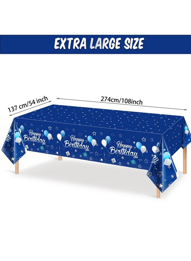 Tegeme Navy Blue Party Supplies Stars Happy Birthday Tablecloths Starry Confetti Table Covers For Kids Birthday Party Decor(Navy Blue And Silver1 Pack) - Image 3