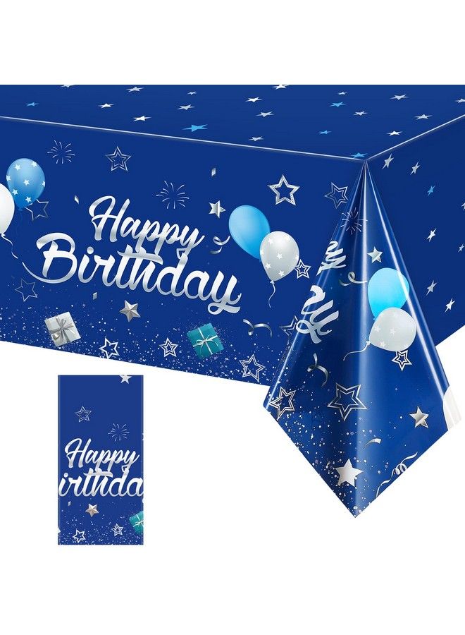 Tegeme Navy Blue Party Supplies Stars Happy Birthday Tablecloths Starry Confetti Table Covers For Kids Birthday Party Decor(Navy Blue And Silver1 Pack) - Image 2