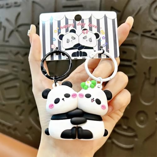 WARMINGO DE Cute Panda Couple Keychain | Bag Charms | Birthday Gift For Girlfriend Boyfriend Husband Wife Boys Girls | Car Bike | Valentine Gift - Image 2