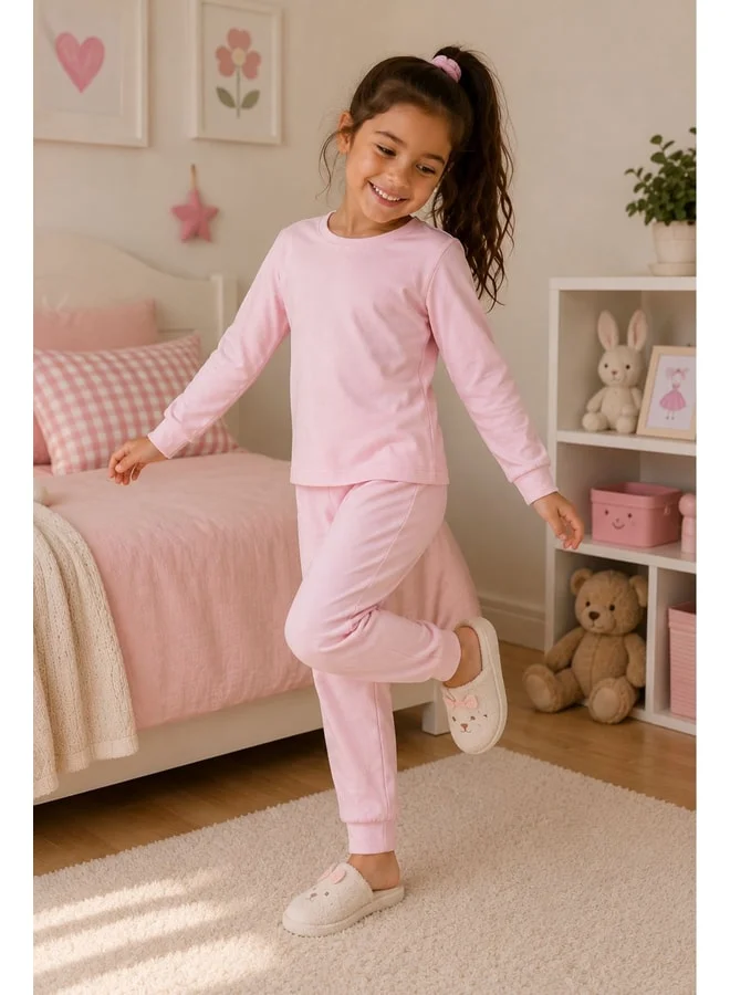 zuzunga Soft Pink 100% Cotton Basic Girls' Pajama Set.