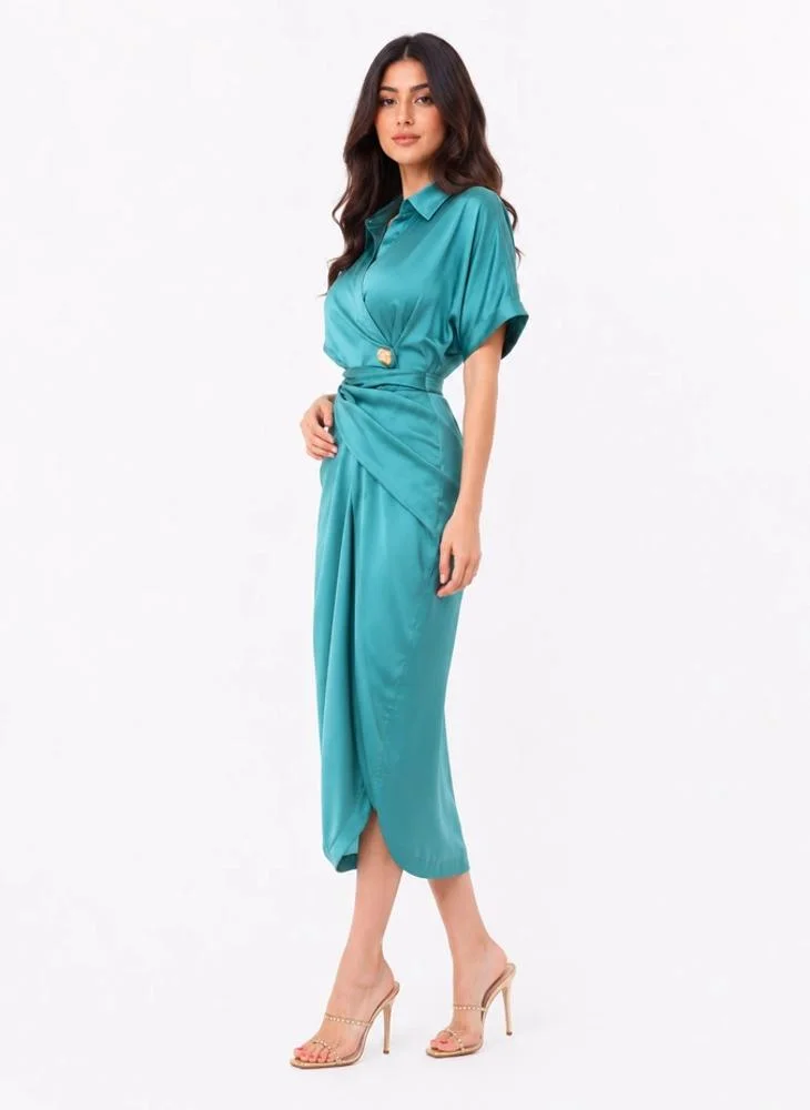 Opera Fashion Tiffany Satin Wrap Dress