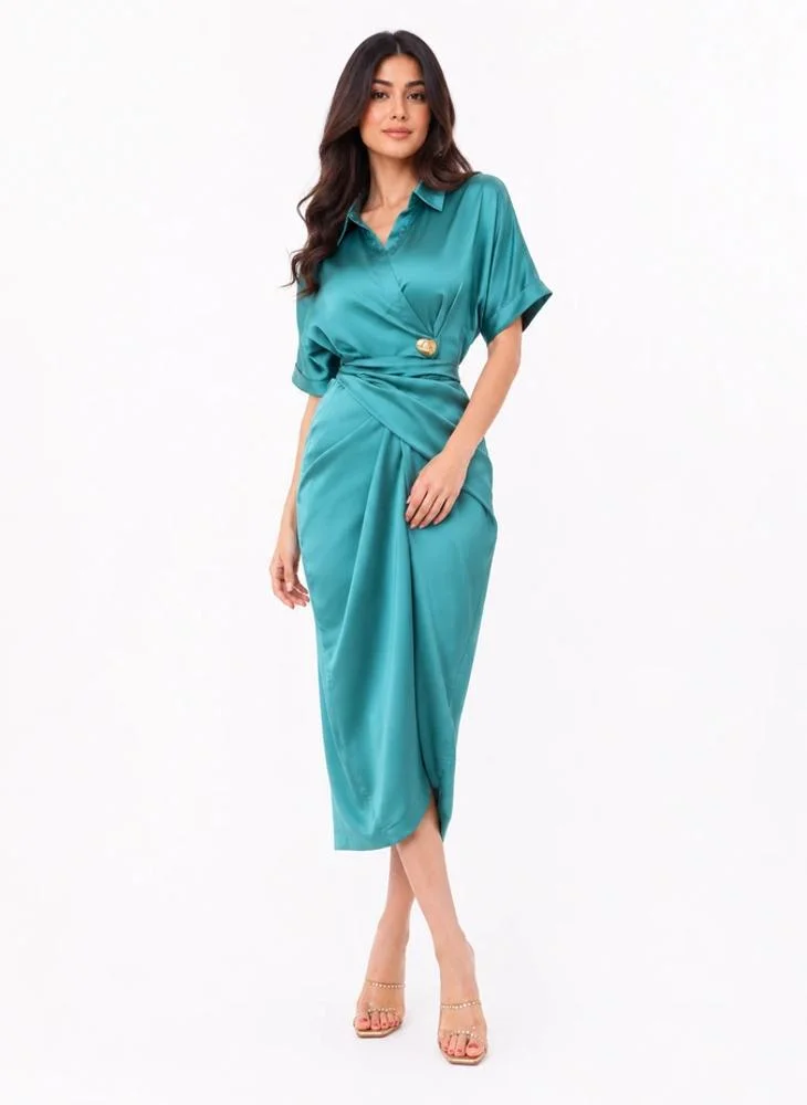 Opera Fashion Tiffany Satin Wrap Dress