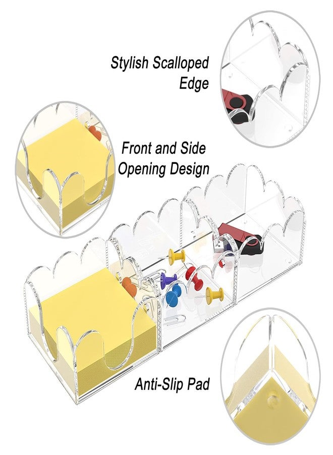 YAGELI YAGEL Magnetic 3-in-1 Acrylic Post It Note Holder & Dispenser | Modern Desk Organizer for 3x3 Sticky Notes & Memo Pads | with Non-Slip Base for Office, School, Home Use (Clear） - Image 2
