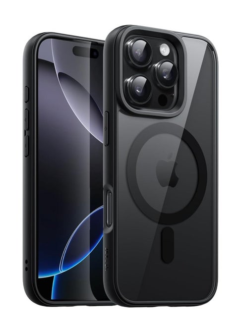 جراب شفاف لهاتف iPhone 16 Pro Max [متوافق مع Mag-Safe] جراب شحن مضاد للاصفرار ومضاد للصدمات وواقي شفاف لهاتف iPhone 16 Pro Max مقاس 6.9 بوصة (أسود)