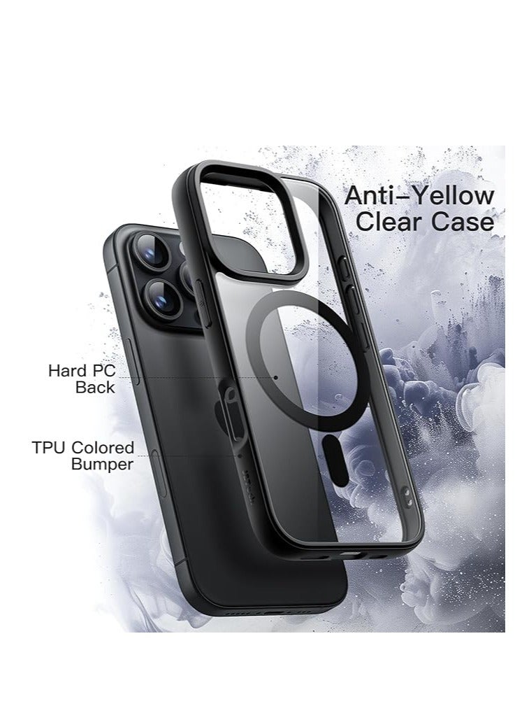Case for iPhone 16 Pro Max, Clear [Compatible with mag-safe] Charging Anti-Yellowing Cover Rugged Shockproof Bumper Transparent Phone Cases for iPhone 16 Pro Max 6.9",(Black) - Image 2