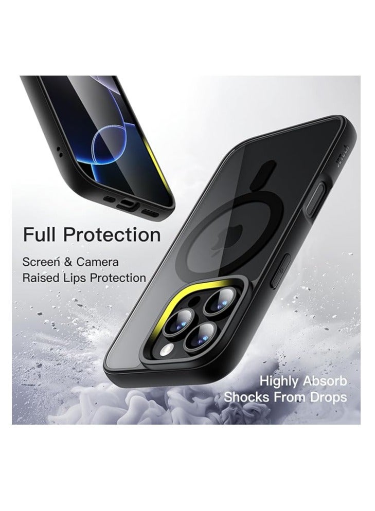 Case for iPhone 16 Pro Max, Clear [Compatible with mag-safe] Charging Anti-Yellowing Cover Rugged Shockproof Bumper Transparent Phone Cases for iPhone 16 Pro Max 6.9",(Black) - Image 3