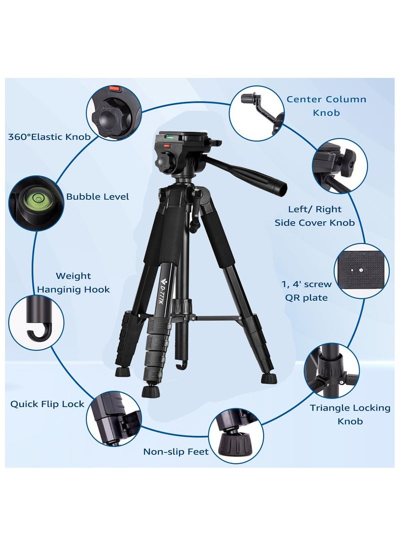 Tripod,Camera Tripods 70 Tripod Stand with Travel Bag for Photography/Video Recording, Professional Heavy Duty Tripod with Phone Holder for DSLR/SLR/DV/Projector/Phone - Image 3