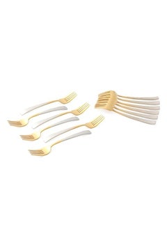 Life Smile 12pcs Cutlery Set, 18/10 Stainless Steel, Flatware Set, 12pcs Dinner Fork, Gold Gradient, for Home Kitchen, Mirror Polished - Dishwasher Safe  - Image 1