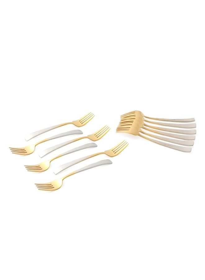 Life Smile 12pcs Cutlery Set, 18/10 Stainless Steel, Flatware Set, 12pcs Dinner Fork, Gold Gradient, for Home Kitchen, Mirror Polished - Dishwasher Safe - Image 1