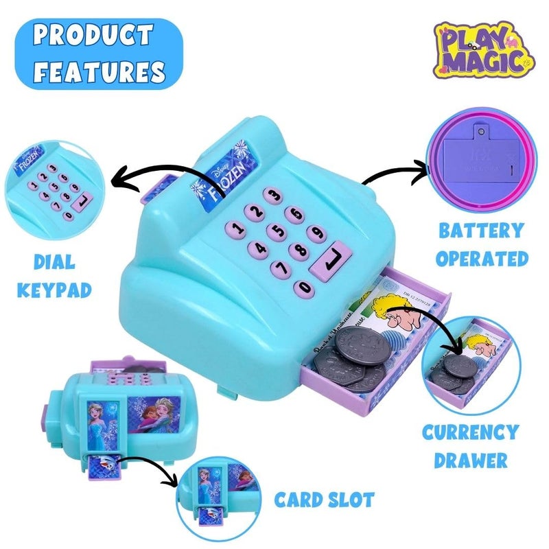 PlayMagic Store Frozen Cash Register Playset for Kids|Educational Pretend Play Set for 3-10 Years|Interactive Learning with Food Items, Coins, Shopping Basket for Boys & Girls - Image 3