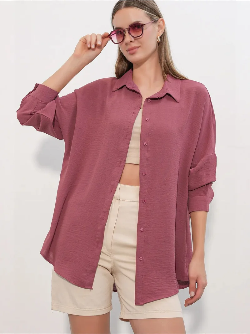 Big Dart Mauve Purple BDART Women's Oversized Long Shirt for Women | Best Price UAE