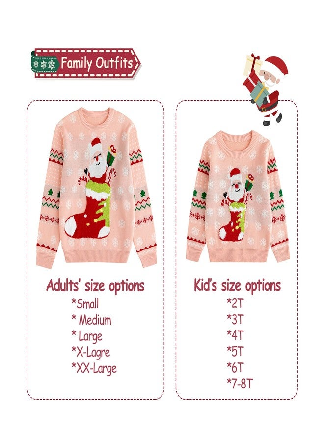 Simplee kids كنزات عيد الميلاد المتطابقة للعائلة من سيمبلي كيدز، مطبوعة برسومات عيد الميلاد، كنزات مرحة وقبيحة، كنزات شتوية وردية اللون. - Image 3