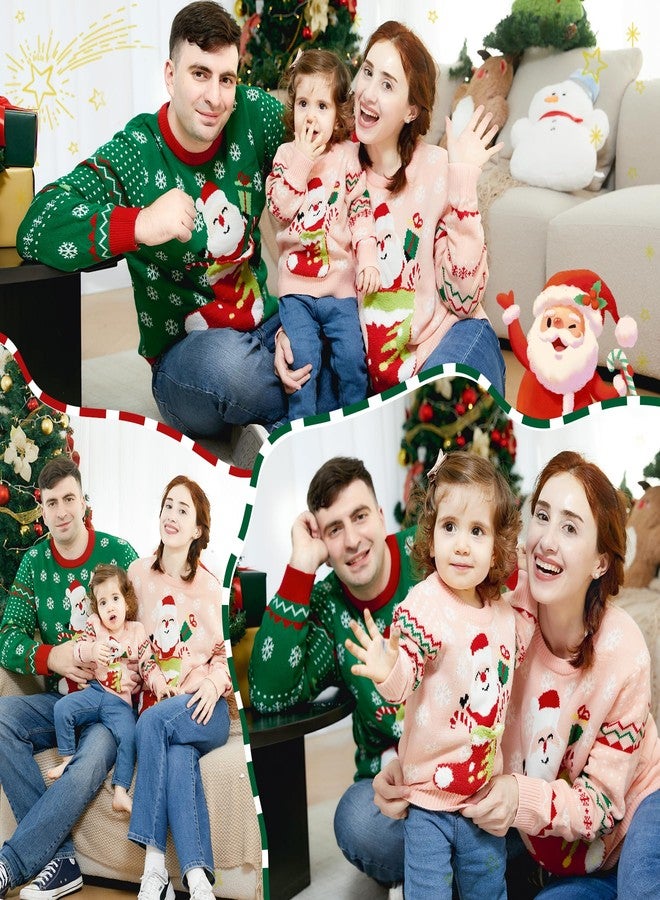 Simplee kids كنزات عيد الميلاد المتطابقة للعائلة من سيمبلي كيدز، مطبوعة برسومات عيد الميلاد، كنزات مرحة وقبيحة، كنزات شتوية وردية اللون. - Image 2