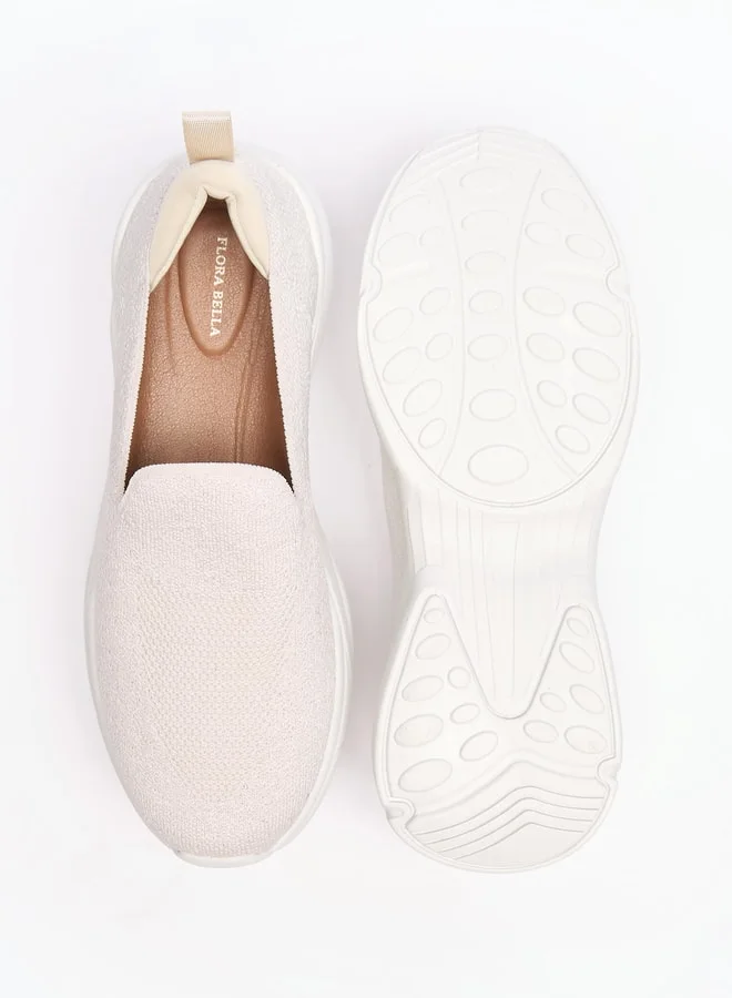 Flora Bella By Shoexpress Textured Slip-On Shoes with Pull-Up Tab