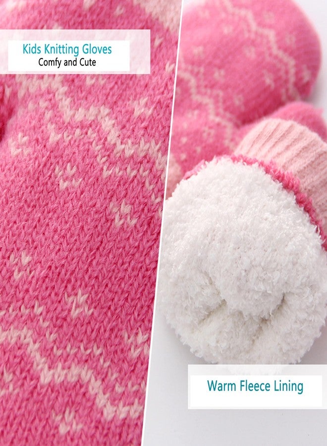 Vikodah Kids Toddler Warm Mittens Knitted Gloves Cold Weather Fleece Line Anti-lost String Boys Girls 3-5Y - Image 5