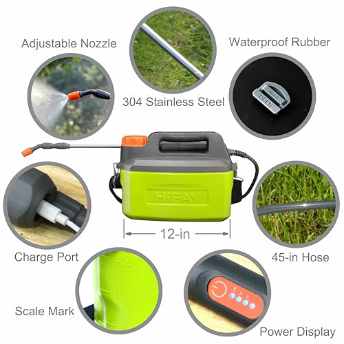 HIFAY ES4PRO 1Gallon4L Electric Sprayer Rechargeable BatteryPowered Sprayer with 304 Stainless Steel Telescopic Rod The New Model is Waterproof and The Buttons Have Been UpdatedGreen - Image 3