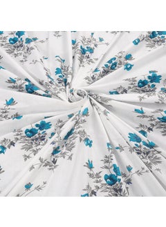HUESLAND HUESLAND by Ahmedabad Cotton 144 TC Cotton Bedsheet Single Bed with 1 Pillow Cover White Cyan Blue Grey  - Image 4