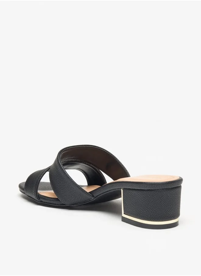 سيليست Womens Solid Slip-On Sandals with Block Heels