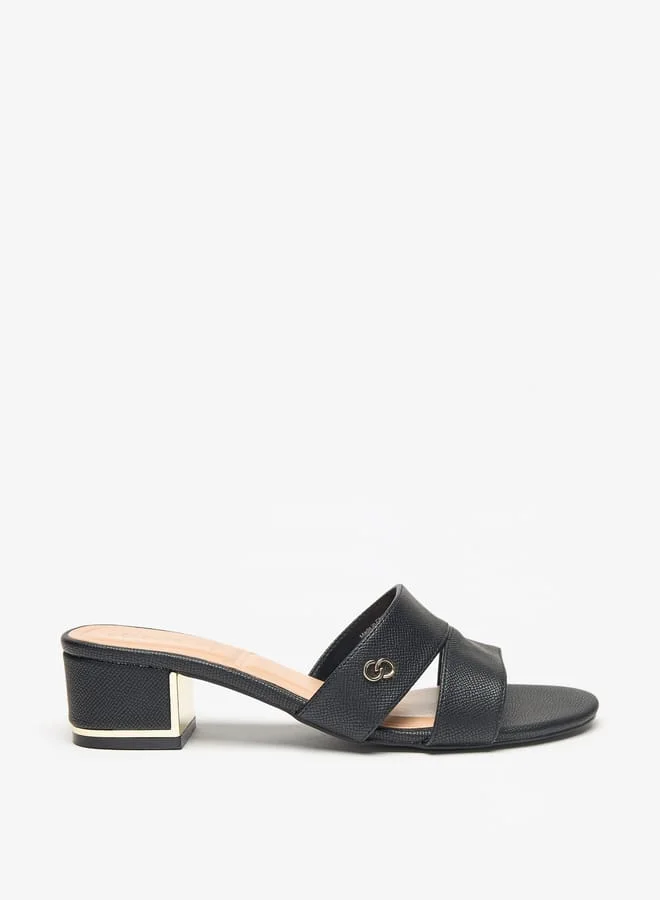 سيليست Womens Solid Slip-On Sandals with Block Heels