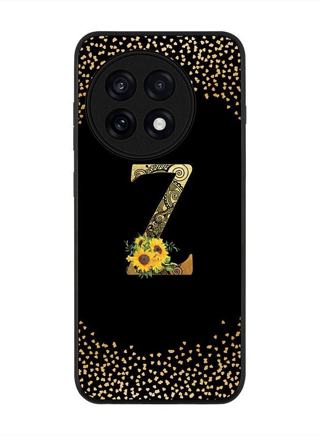 Stylizedd For OnePlus 13R / Ace 5 Pro Case,Slim fit Camera Protection, Shockproof Thin Phone cover  - Custom Floral Monogram - Z ( Black )