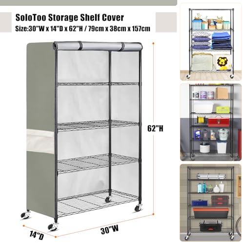 SoloToo Heavy-Duty Waterproof Wire Shelf Cover, Garage Storage Shelving Protector, Universal Fit 30 x 14 x 62 Inch Rack Covers with 1" Tolerance (Sage Green) - Image 2