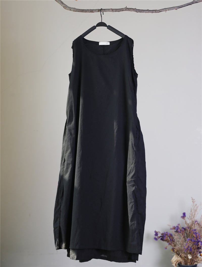 Summer Sleeveless Double-Layer Back Waist Pleated Drawstring Lace Loose dress Robe Womens Slim Look Fashionable Elegant ink black  - Image 1