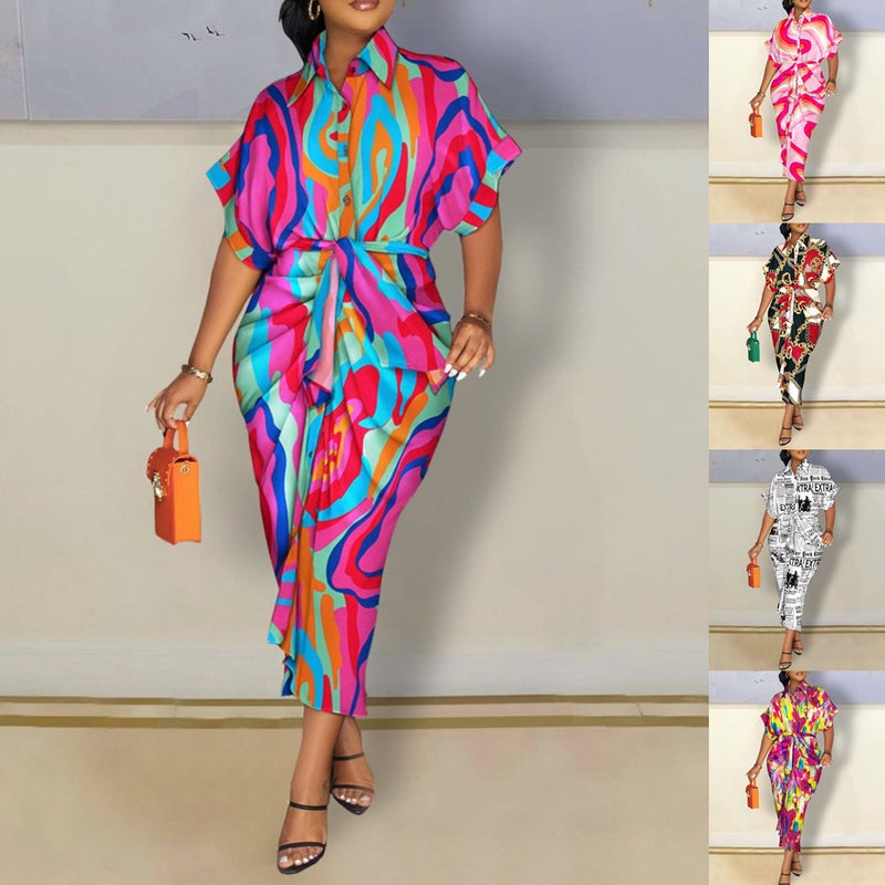2022 Autumn Long Sleeve V-Neck Buttoned Floral Maxi Dress Color  - Image 4