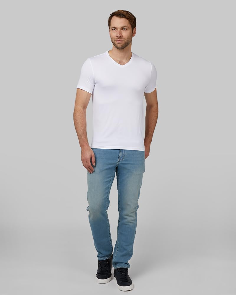 32 Degrees Mens Cool Quick Dry Active Lounge Basic Vneck T-Shirt, White, Medium - Image 4