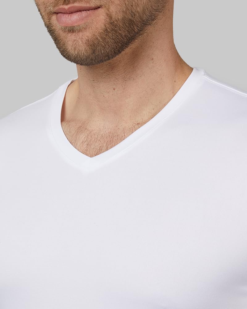 32 Degrees Mens Cool Quick Dry Active Lounge Basic Vneck T-Shirt, White, Medium - Image 2