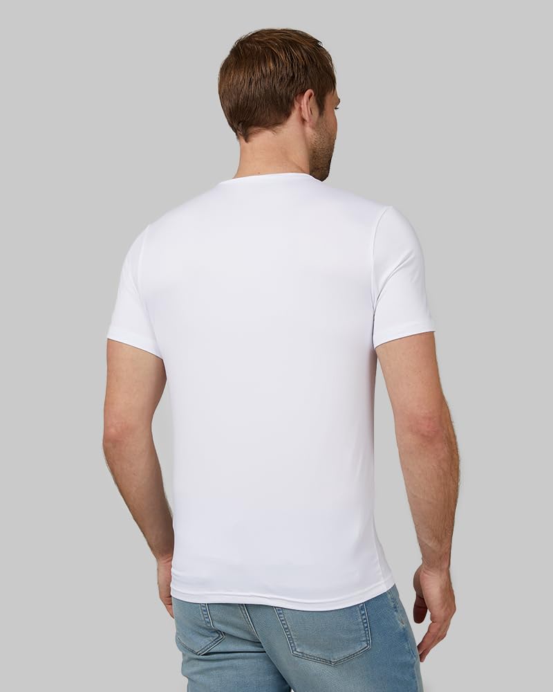 32 Degrees Mens Cool Quick Dry Active Lounge Basic Vneck T-Shirt, White, Medium - Image 3