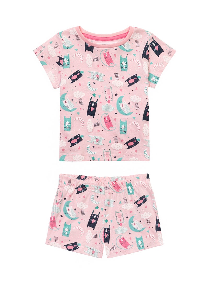 مينوتي طقم بيجامة للبنات بطبعة ونطاق خصر مطاطي - Image 1