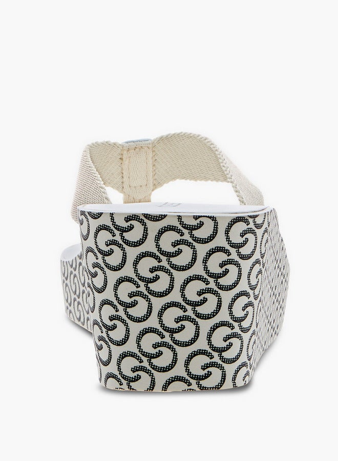Celeste Women's Monogram Print Thong Slippers with Wedge Heels - Image 5