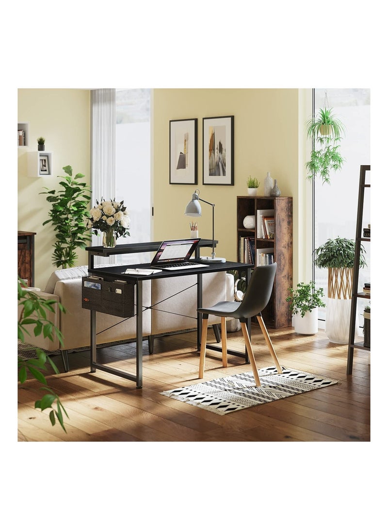 ACPLAY Computer Desk with Adjustable Monitor Shelves Home Office Desk with Monitor Stand Writing Desk Study Workstation with 3 Heights - Image 3