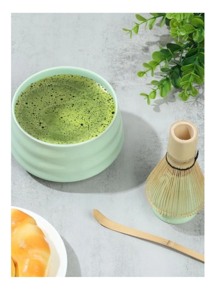 daydayup 4 Piece Matcha Set, Traditional Handmade Tea Tool with Ceramic Bowl, Scoop, Prong Bamboo Matcha Whisk and Holder - Image 2