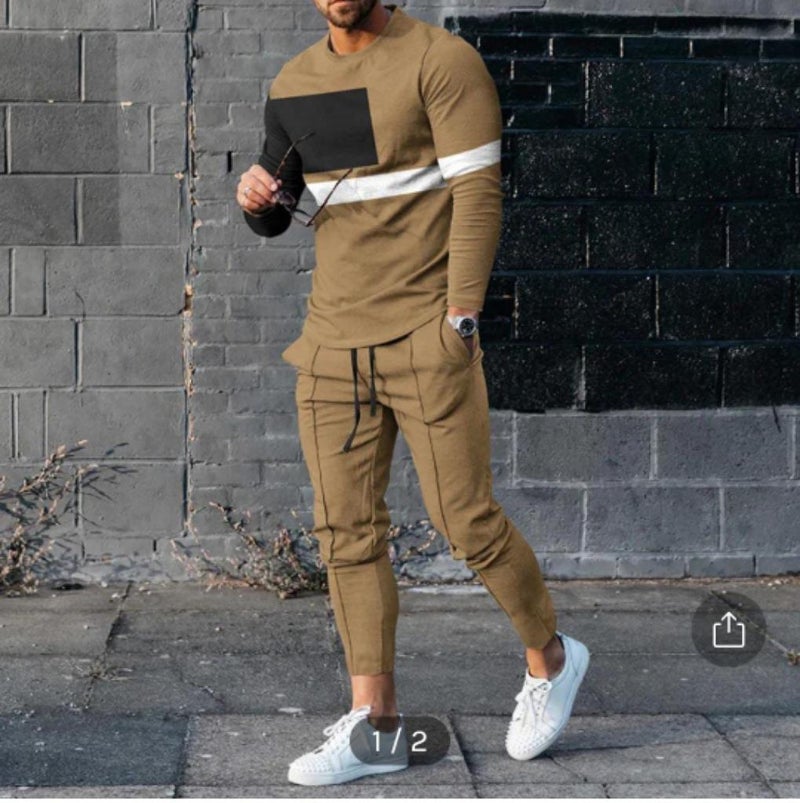 2023 New Independent Station Popular Casual Round Neck 3D Digital Printing Men'S Suit