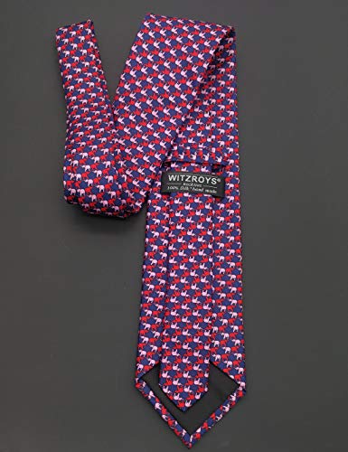 WITZROYS 100% Silk Ties for Men Handmade Neckties with Elephants Printed+Gift box - Image 4
