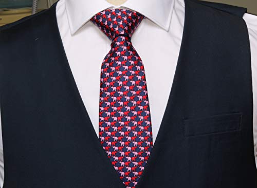 WITZROYS 100% Silk Ties for Men Handmade Neckties with Elephants Printed+Gift box - Image 3