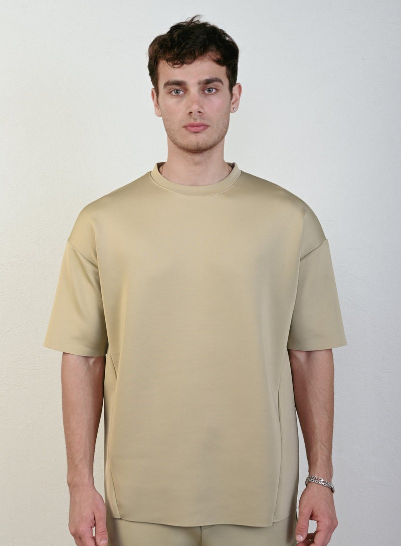 Marrakech Round Neck T-Shirt for Men – Sand - Image 1