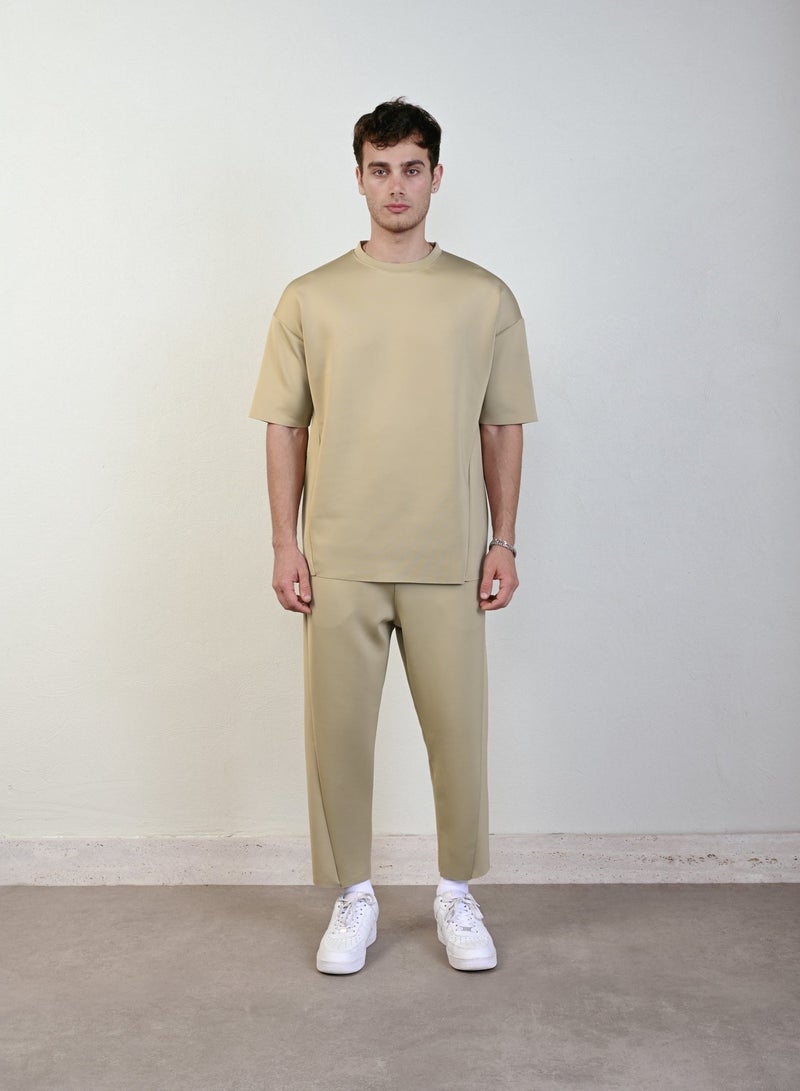 Marrakech Round Neck T-Shirt for Men – Sand - Image 3