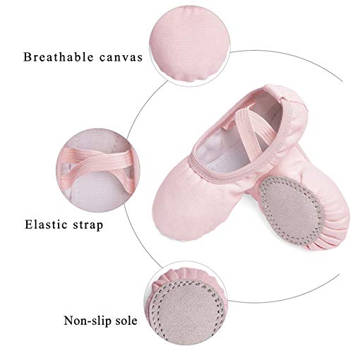 Stelle Canvas Ballet Shoes Toddler Girls Ballet Slippers No-Tie Boys Dance Shoes(Ballet Pink,11ML) - Image 5