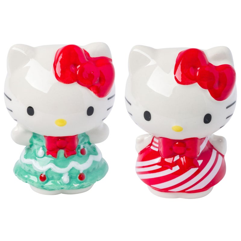Silver Buffalo Sanrio Hello Kitty 3D Sculpted Festive Christmas Tree and Candy Cane Holiday Salt and Pepper Shaker Set - Image 3