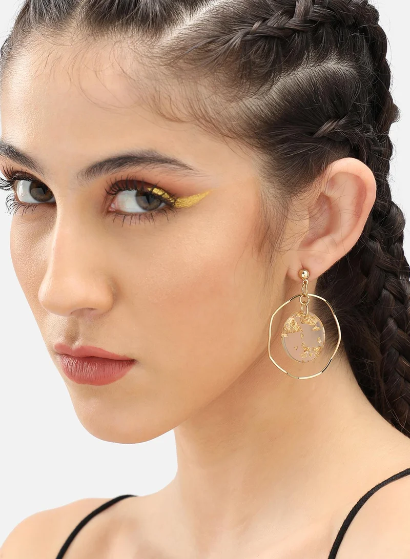 سوهي قرط متدلي من الحجر مصمم للحفلات مطلي بالذهب