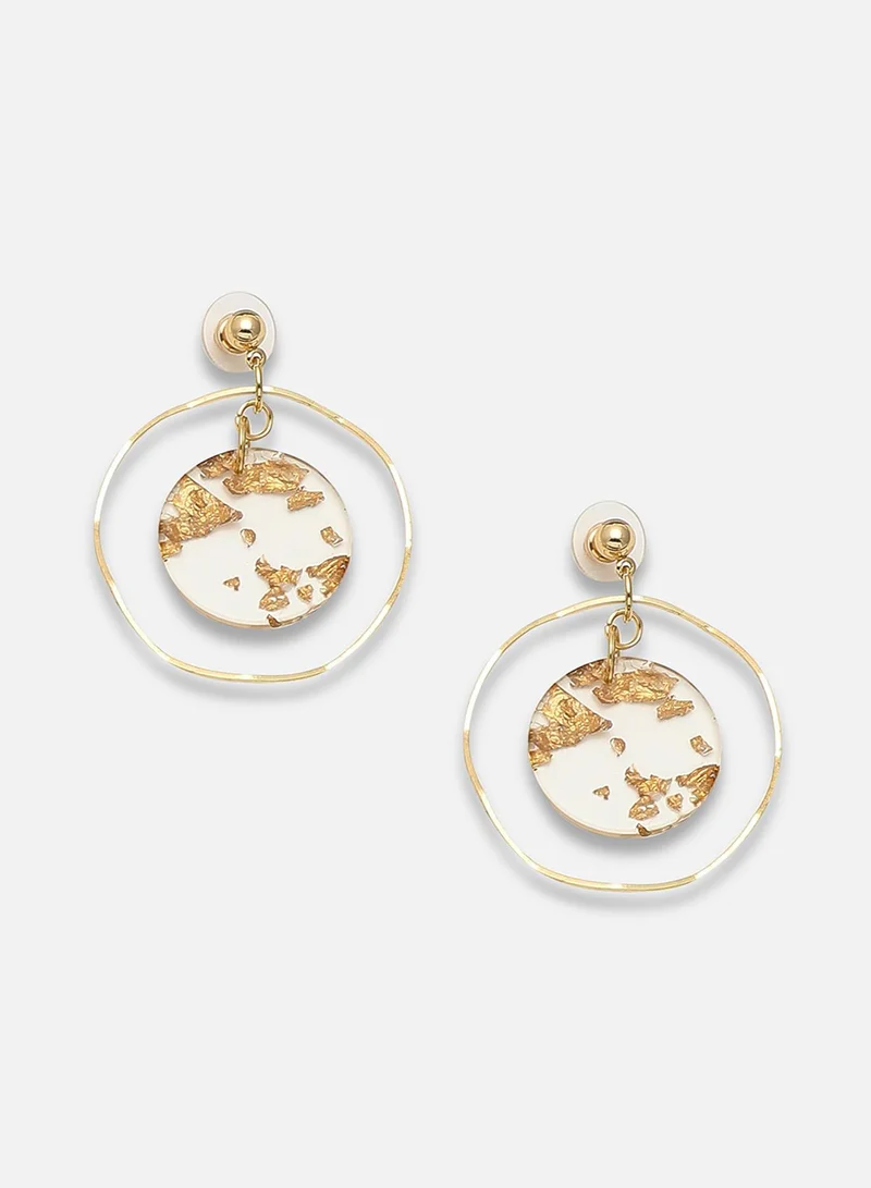 سوهي قرط متدلي من الحجر مصمم للحفلات مطلي بالذهب