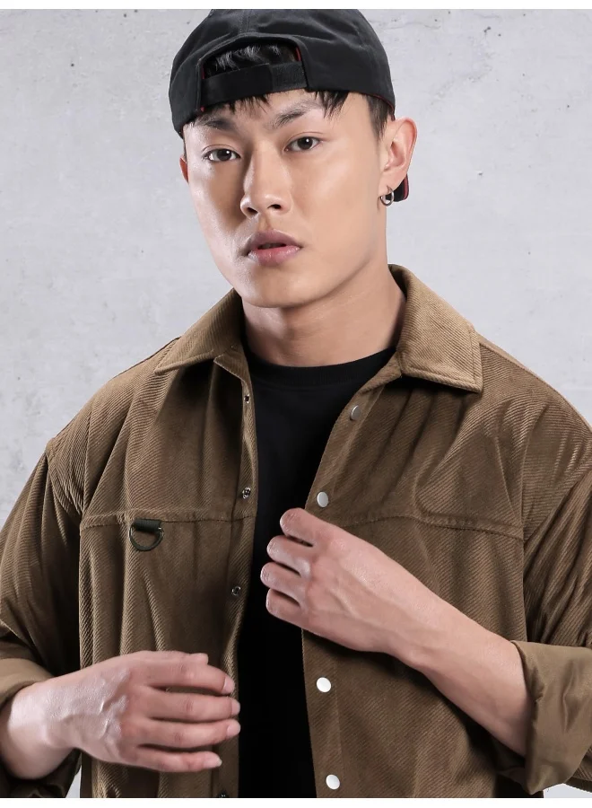 Beyoung Brown Colorblock  Shirt for Men